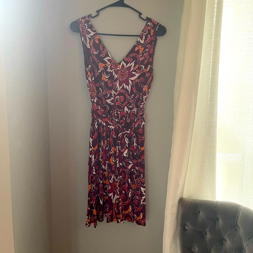 Tie front pattern knit dress the loft XS